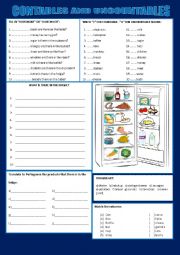 English Worksheet: Countable and uncountable nouns