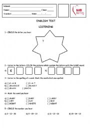 English Worksheet: 6th GRADE LISTENING TEST