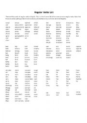 Regular Verb List