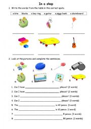 English Worksheet: In a shop