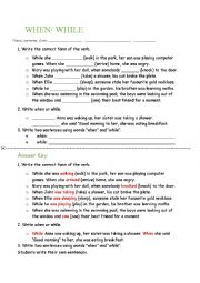 English Worksheet: While or when? (answer key included)