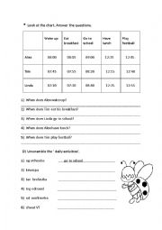 English Worksheet: Daily routines