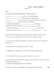 English Worksheet: Test Participles