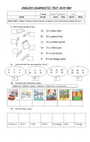 English Worksheet: Diagnostic Test 3rd grade