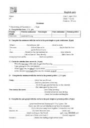 English Worksheet: simple past - past continuous and present perfect