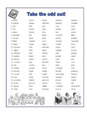 English Worksheet: TAKE THE ODD OUT