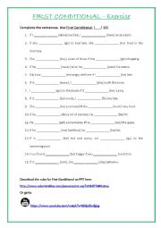 English Worksheet: First Conditional - Rules, Exercise and Answer Key