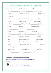 First Conditional - Rules, Exercise and Answer Key