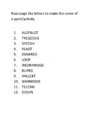 Sport Anagrams