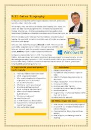 English Worksheet: Bill Gates Biography