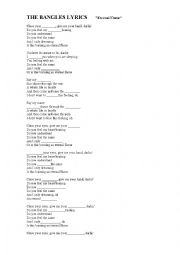 English Worksheet: The Bangles_lyrics_gaps
