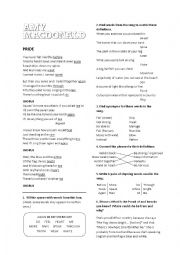 Lyric Worksheet - Pride