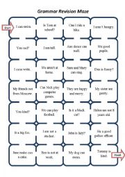 English Worksheet: To be or Can Maze