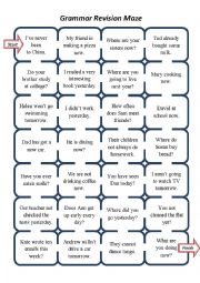 Grammar Revision Maze (Present Simple, Present Continuous, Present Perfect, Past Simple)