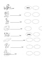 English Worksheet: Wild animals and verbs