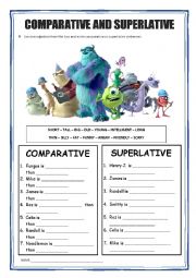English Worksheet: Comparative and Superlative - Monster Inc.