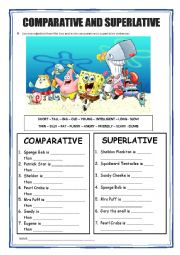 English Worksheet: Comparative and Superlative - Sponge Bob