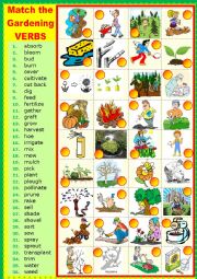 Matching GARDENING VERBS.