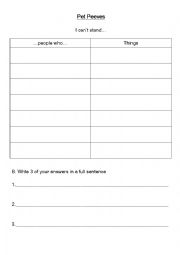 English Worksheet: Pet Peeves