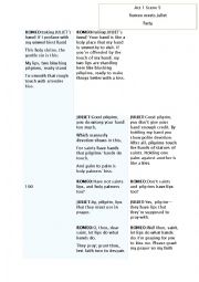 English Worksheet: Romeo and Juliet Act 1 Scene 5 Party Modern version & old version 