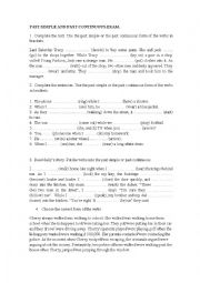 English Worksheet: past simple and past continuous