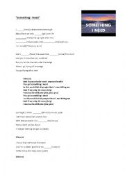 English Worksheet: Something I Need - One Republic