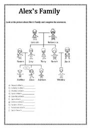 English Worksheet: Alexs Family