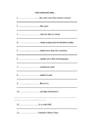 English Worksheet: Find someone who