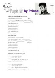 English Worksheet: Purple rain by Prince