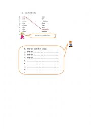 English Worksheet: Places in the town- matching activity and there is