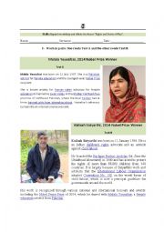 English Worksheet: Malala biography