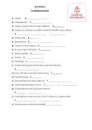 English Worksheet: Vocabulary - Our world