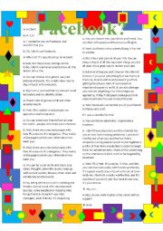 English Worksheet: Pros and Cons of Facebook Dialogue