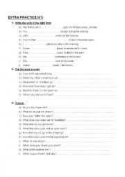 English Worksheet: extra practice