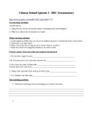 English Worksheet: Chinese schools video worksheet