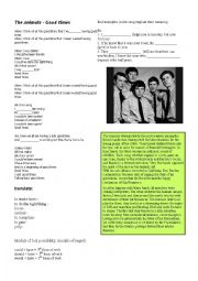 English Worksheet: Good times, song activity, modals