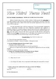 English Worksheet: test about natural disaster and solidarity