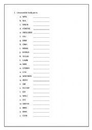 English Worksheet: Body Parts - human and animals