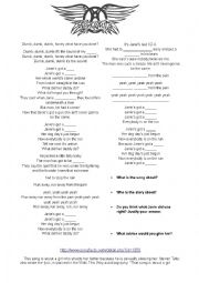 English Worksheet: Aerosmith. Janies got a gun. Song activity.