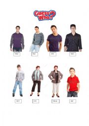 English Worksheet: Guess Who Game - describing people and clothes