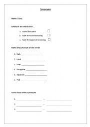 English Worksheet: Synonyms 