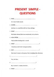 English Worksheet: PRESENT SIMPLE QUESTIONS 
