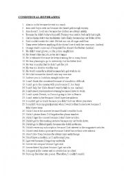 English Worksheet: conditional- rephrasing 