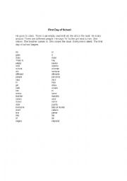 English Worksheet: First Day of School