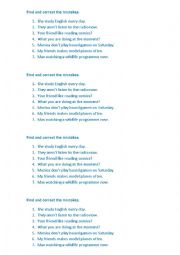 English Worksheet: Find and correct mistakes
