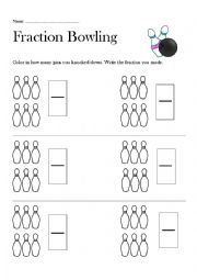 English Worksheet: Fraction Bowling