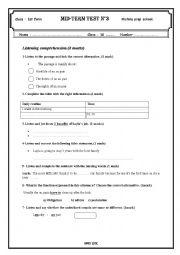 English Worksheet: TEST n3