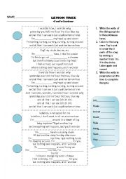 English Worksheet: LEMON TREE SONG