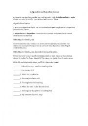 Independent and dependent clauses - ESL worksheet by thingseternal