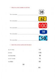 English Worksheet: Number Spelling (1-100) 